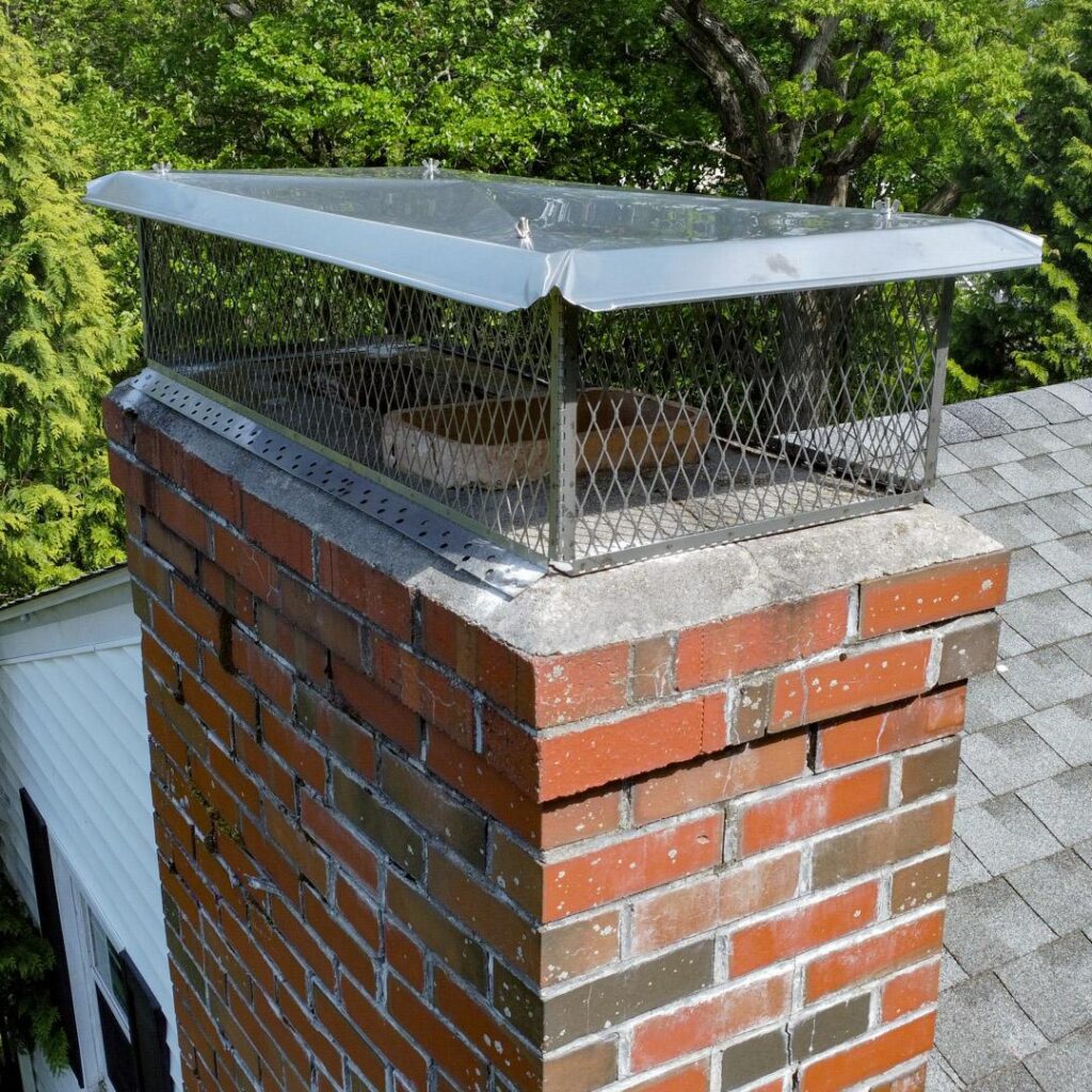 Flue Chimney Cap Installed To Prevent Birds By Mike's Chimney Sweeping